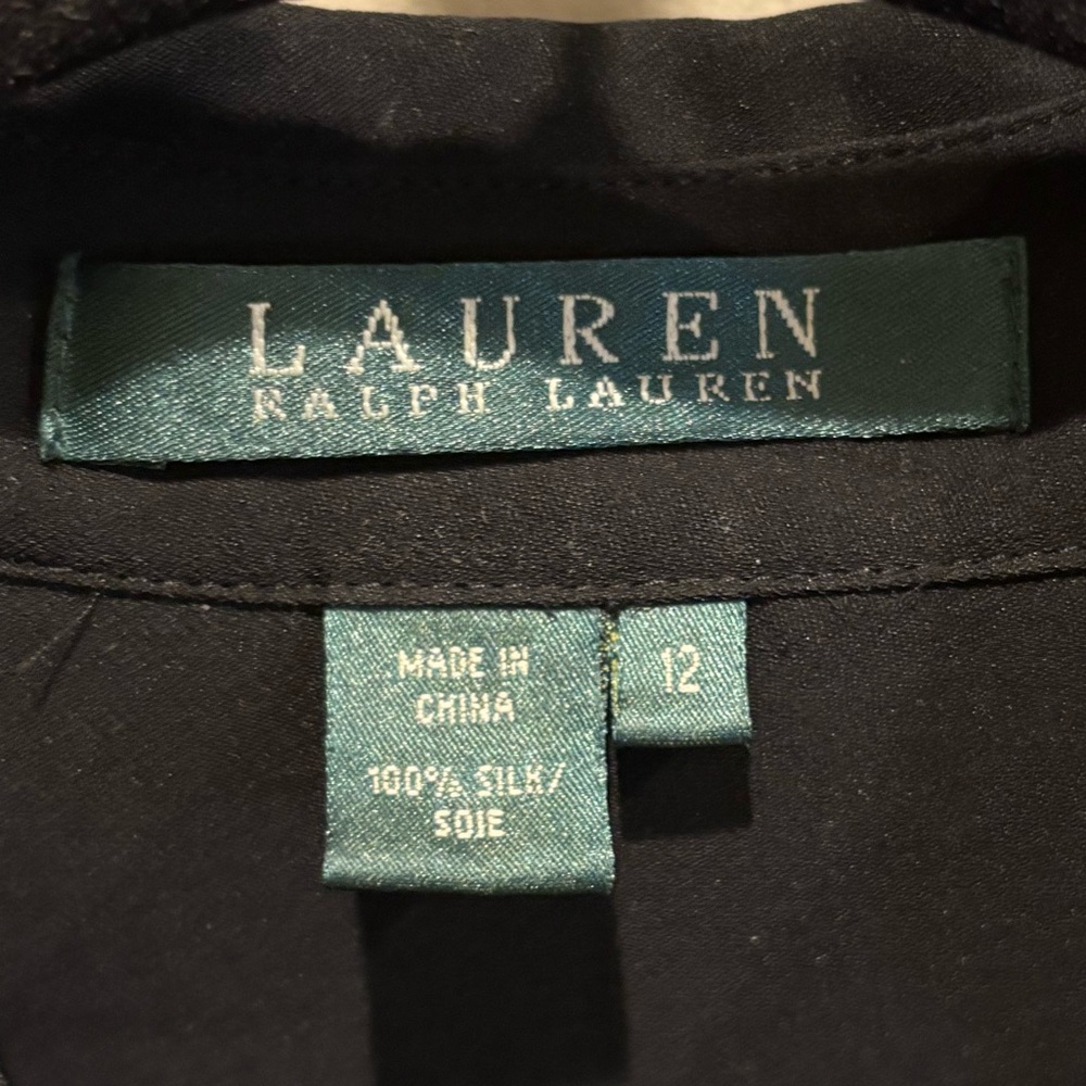 Ralph Lauren Silk Black Blouse Size 12 - Picture 2 of 4